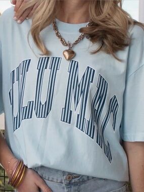 LULU MAC Blue Chambray Tee Shirt New